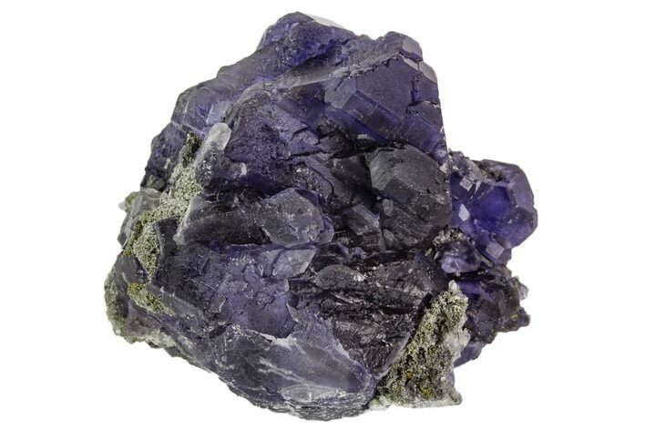 Deep Purple Fluorite Crystals with Quartz - China #111919